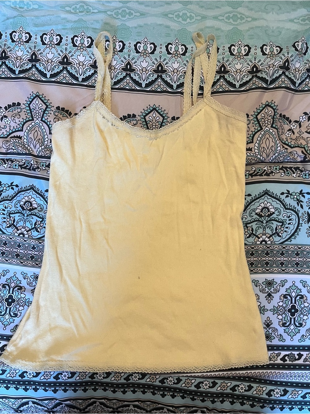 Maurices Cream Lace-Trim Ribbed Cami Tank